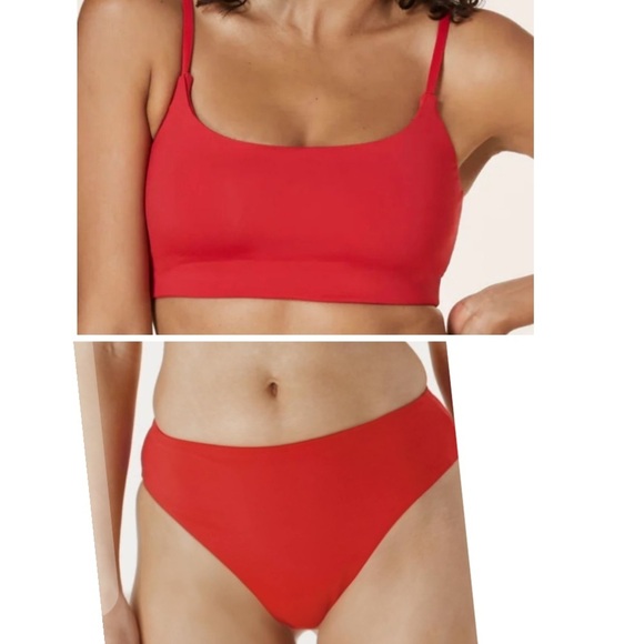 Andie Bikini Set Maui Top 90s High Waisted Bottom Cherry Red size S NWT - Picture 1 of 8